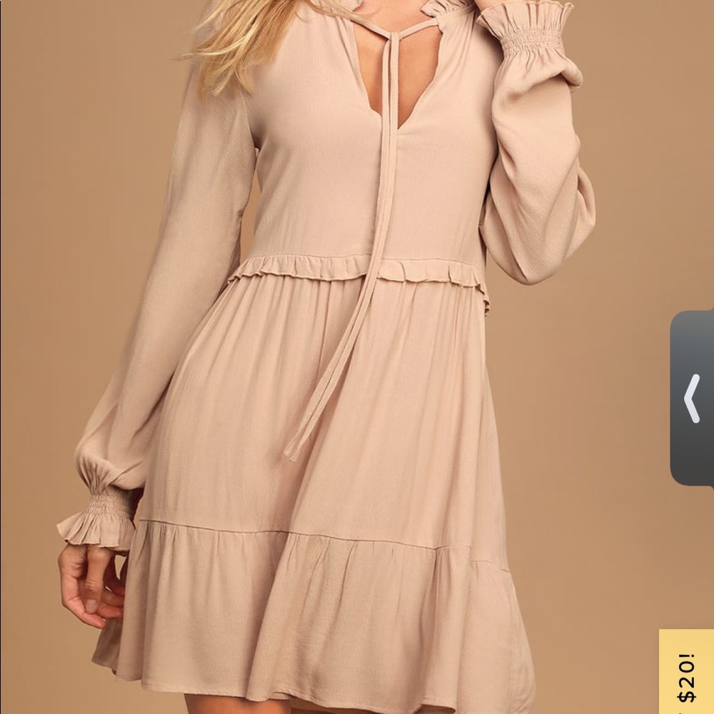 Cream long sleeve swing dress